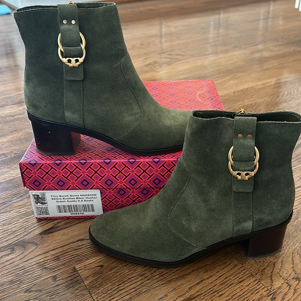 Tory Burch Marsden Green Suede Bootie 9.5